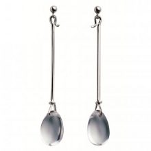 Earring 144 Dew Drop with Rock crystal or smoke quartz by Vivianna 60mm €395,- 44mm
