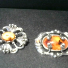 Brooch 169 (R) 173 (L) with Amber by Georg Jensen